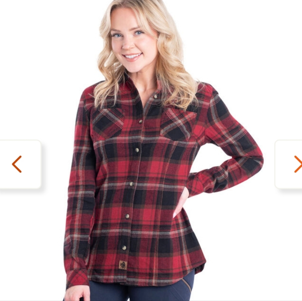 Legendary Whitetails Red and Black Plaid Flannel Button-Up Shirt 100% Cotton